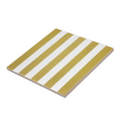 Gouden strepen, witte strepen, gestreept patroon tegeltje (Zijkant)