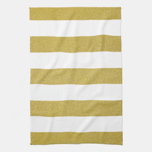 Gouden strepen, witte strepen, gestreept patroon theedoek (Verticaal)