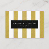 Gouden strepen, witte strepen, gestreept patroon visitekaartje (Voorkant)