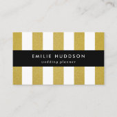 Gouden strepen, witte strepen, gestreept patroon visitekaartje (Voorkant)