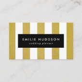 Gouden strepen, witte strepen, gestreept patroon visitekaartje (Voorkant)