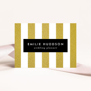 Gouden strepen, witte strepen, gestreept patroon visitekaartje