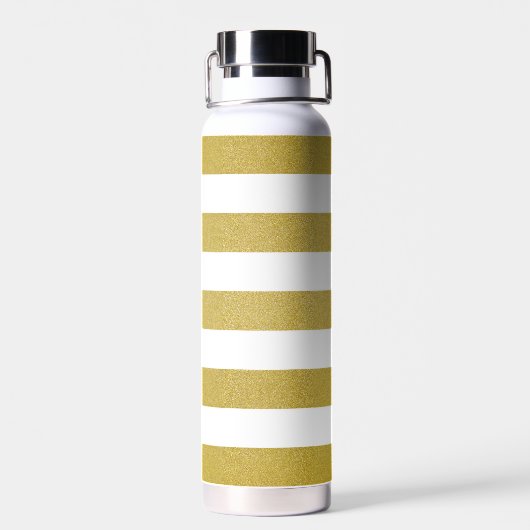 Gouden strepen, witte strepen, gestreept patroon waterfles (Achterkant)