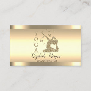 Gouden Strepen Yoga-instructrice Vrouwen Silhouet Visitekaartje