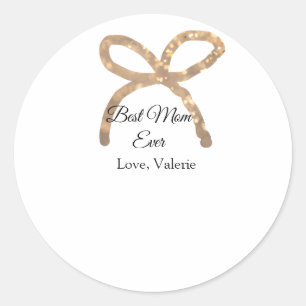 Gouden strik glitter beste moeder ooit naam moeder ronde sticker