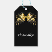 Gouden strik met orchideeën cadeaulabel (Voorkant)