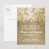 Gouden string lichten slaan de datum PORTCARDS Aankondigingskaart (Voorkant / Achterkant)