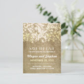 Gouden string lichten slaan de datum PORTCARDS Aankondigingskaart (Staand voorkant)