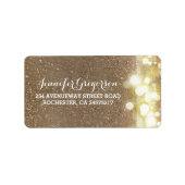 Gouden String Lights Chique Bruiloft Etiket (Voorkant)