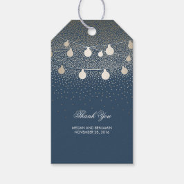 Gouden String Lights Glitter Romantische Navy Brui Cadeaulabel