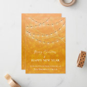 Gouden String Lights Kerstmis Nieuwjaar Corporate Notitiekaartje (Voorkant / Achterkant in situ)