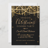 Gouden String Lights Kerstmis Vakantie Diner Party Kaart (Voorkant)