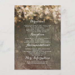 Gouden String Lights Rustieke Bruiloft Details Informatiekaartje