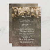 Gouden String Lights Rustieke Bruiloft Details Informatiekaartje (Voorkant / Achterkant)