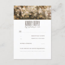 Gouden String Lights Rustieke Bruiloft RSVP Kaarte