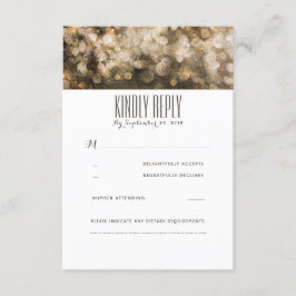 Gouden String Lights Rustieke Bruiloft RSVP Kaarte Kaartje