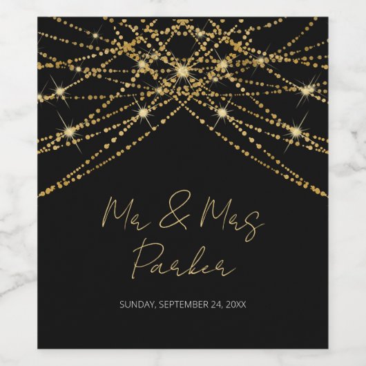 Gouden string wijn etiket (Enkel label)