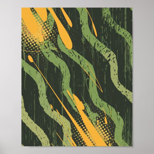 Gouden Stromen in de Groene Diepten Poster (Voorkant)
