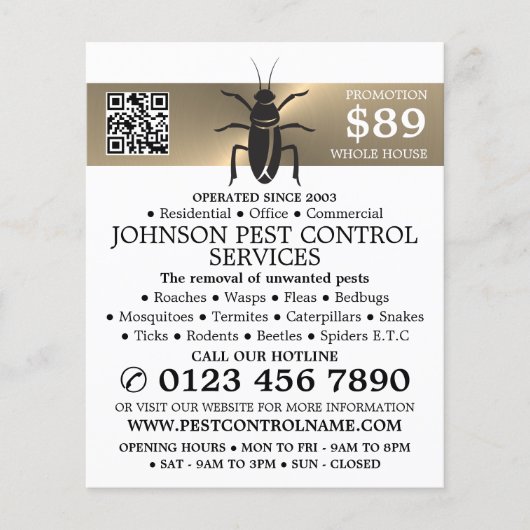 Gouden strook - Zwarte kakkerlak - ongediertebestr Flyer (Voorkant)