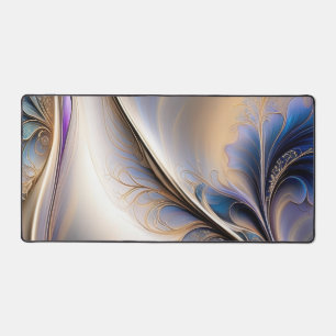 Gouden Stroom - Abstract Blauw en Goud Vloeibare K Bureaumat
