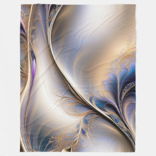 Gouden Stroom - Abstract Blauw en Goud Vloeibare K Fleece Deken