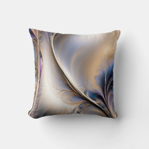 Gouden Stroom - Abstract Blauw en Goud Vloeibare K Kussen
