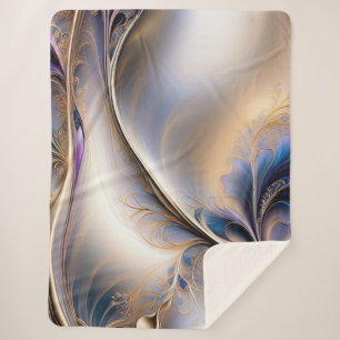 Gouden Stroom - Abstract Blauw en Goud Vloeibare K Sherpa Deken