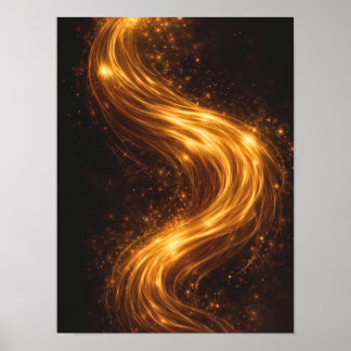 Gouden Stroom Donkere Abstracte Wandkunst – Luxe G Poster