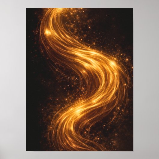 Gouden Stroom Donkere Abstracte Wandkunst – Luxe G Poster (Voorkant)