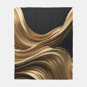 Gouden Stroom op Zwarte Luxe Vliesdeken Fleece Deken