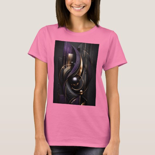 Gouden Stroom | Ultra 3D Abstracte Compositie T-shirt (Voorkant)