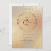 Gouden structuur Elegante huwelijksuitnodiging Kaart (Voorkant)