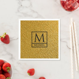 Gouden structuur servetten met initiaal en naam