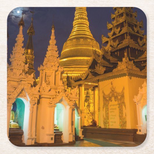 Gouden Stupa en tempels Kartonnen Onderzetters (Voorkant)