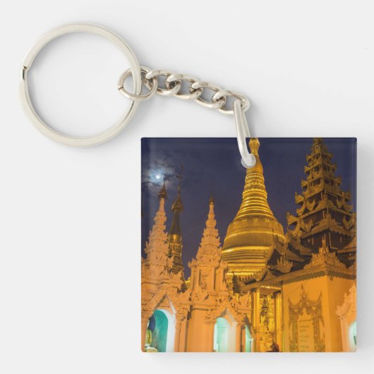 Gouden Stupa En Tempels Sleutelhanger (Voorkant)