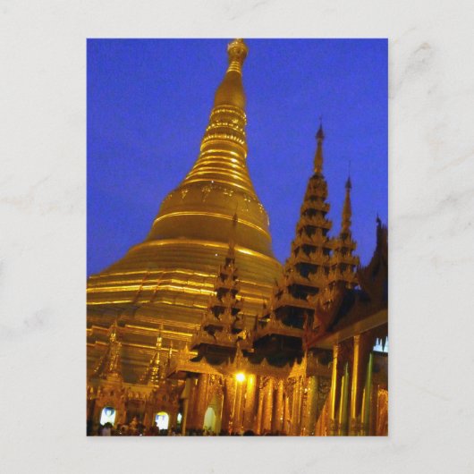 gouden stupa shwedagon nacht briefkaart (Voorkant)