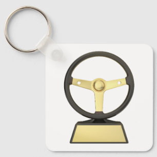 Gouden stuurwieltrofee sleutelhanger