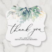 Gouden Succulenten Groene Huwelijks Dankjewel Bedankjes Labels (Voorkant)