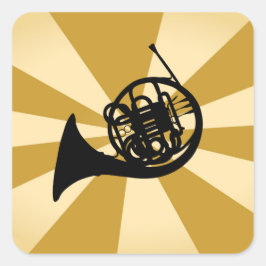 Gouden Sunburst Frans Hoorn Messing Muziekinstrume Vierkante Sticker