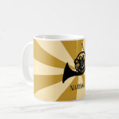 Gouden Sunburst Franse hoorn messing muziekinstrum Koffiemok (Voorkant links)