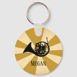 Gouden Sunburst Franse hoorn messing muziekinstrum Sleutelhanger