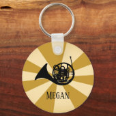 Gouden Sunburst Franse hoorn messing muziekinstrum Sleutelhanger (Voorkant)
