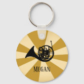 Gouden Sunburst Franse hoorn messing muziekinstrum Sleutelhanger (Achterkant)