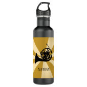 Gouden Sunburst Franse hoorn messing muziekinstrum Waterfles (Voorkant)