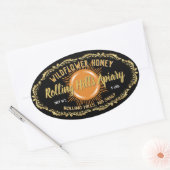 Gouden Sunburst Zwart Label Honey Jar Stickers (Envelop)