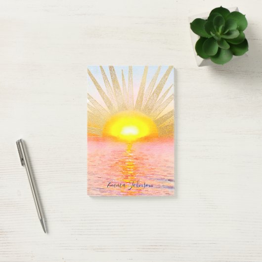 Gouden Sunset Sun Mandala Waterverf Zee Post-it® Notes (Kantoor)