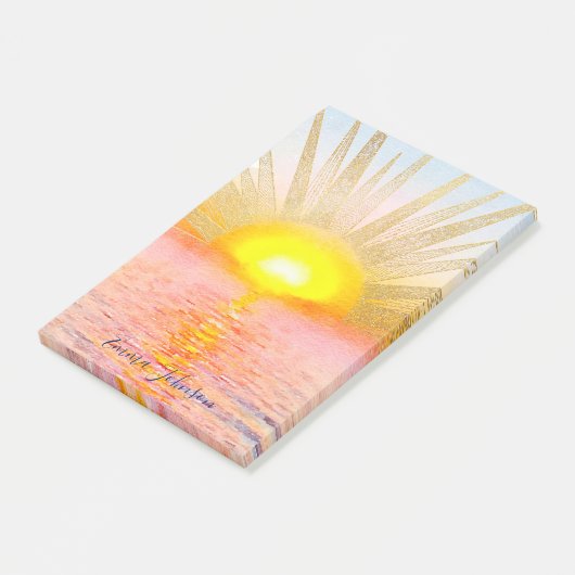 Gouden Sunset Sun Mandala Waterverf Zee Post-it® Notes (Schuin)
