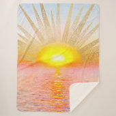 Gouden Sunset Sun Mandala Waterverf Zee Sherpa Deken (Voorkant)