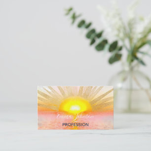 Gouden Sunset Sun Mandala Waterverf Zee Visitekaartje