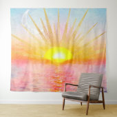 Gouden Sunset Sun Mandala Waterverf Zee Wandkleed (In Situ (horizontaal))
